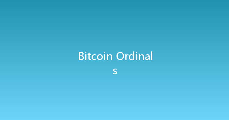 Bitcoin Ordinals 